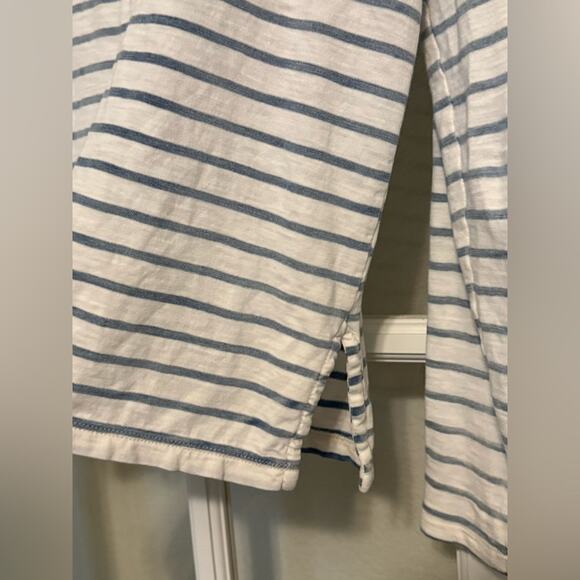 Faherty women’s cotton sun washed slub knit long sleeve navy striped shirt XS - Picture 5 of 7